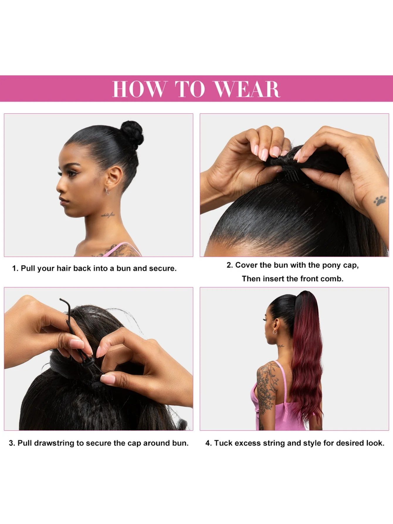 Pull-cord Hair Tie Water Ripple High-temperature Silk Ponytail Wig - Image 5