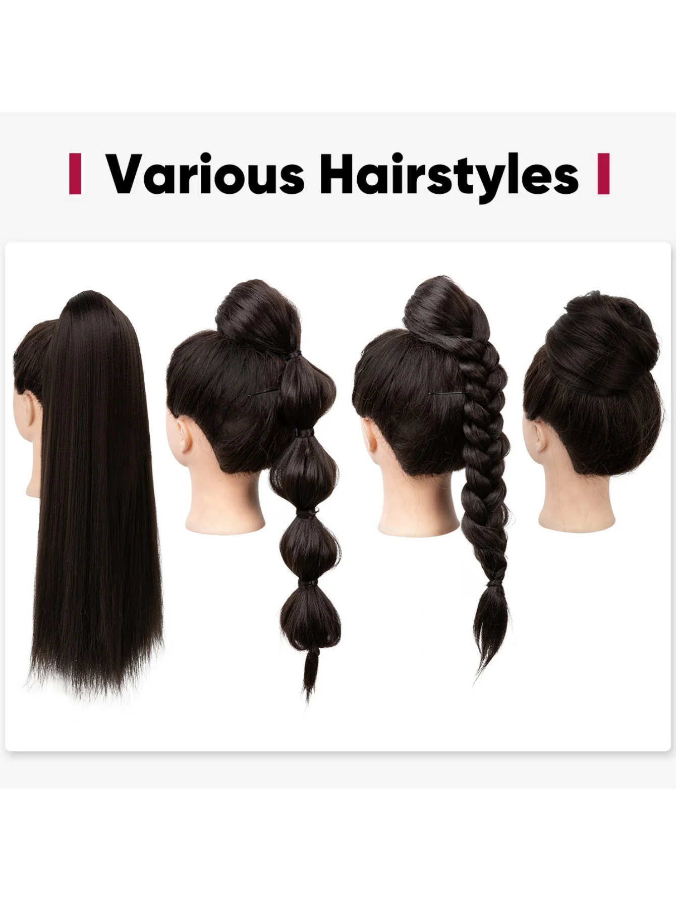 Drawstring Long Straight Synthetic Fiber Wig - Image 6