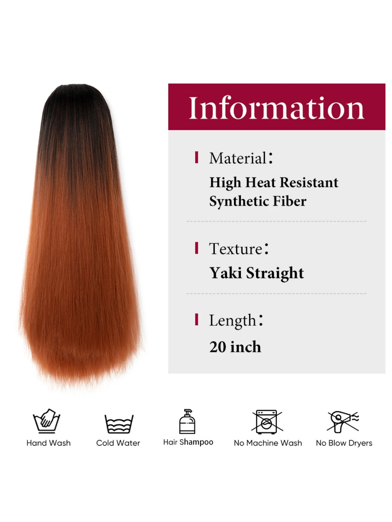 Drawstring Long Straight Synthetic Fiber Wig - Image 8