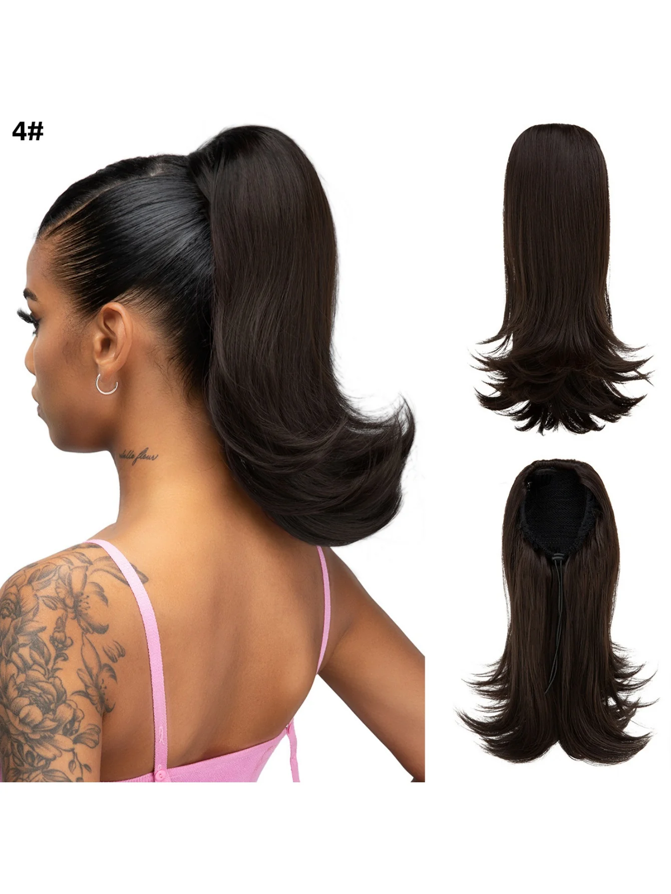Slightly Curled Short Hair With Drawstring Ponytail, Made Of Synthetic High-temperature Silk Wig - Image 14
