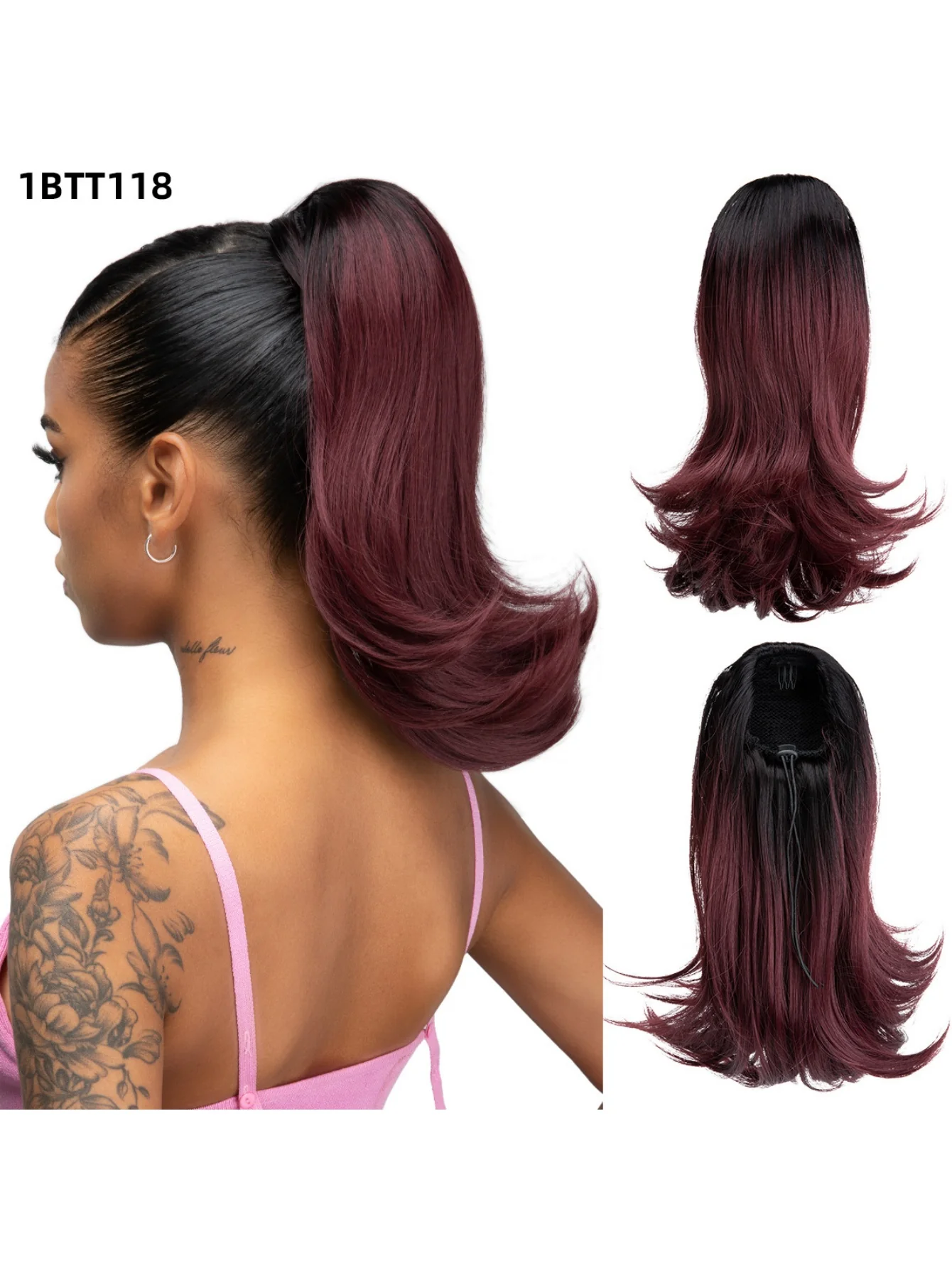 Slightly Curled Short Hair With Drawstring Ponytail, Made Of Synthetic High-temperature Silk Wig - Image 8