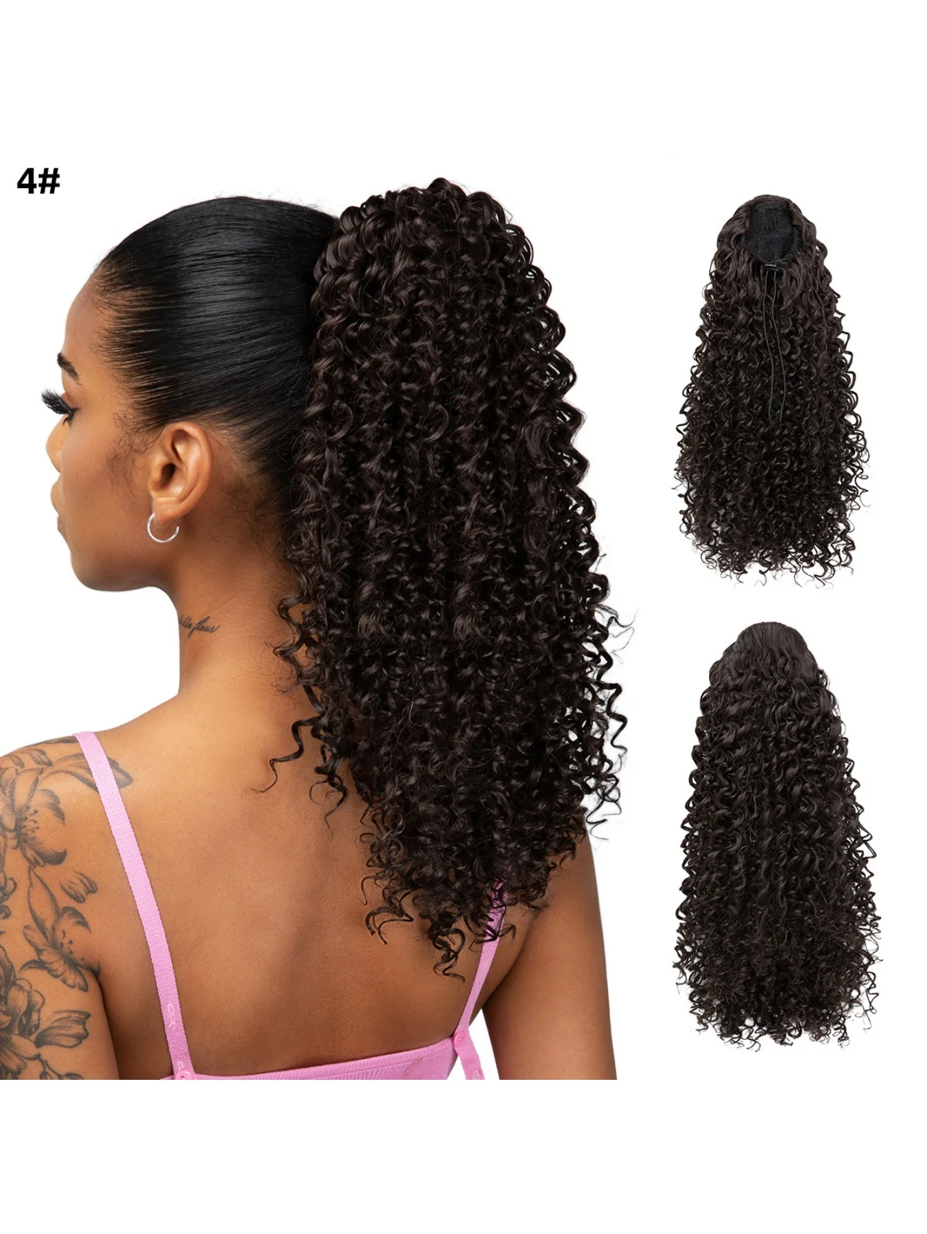 Small Curly Ponytail Synthetic Fiber Drawstring Braid High-temperature Silk Wig - Image 4