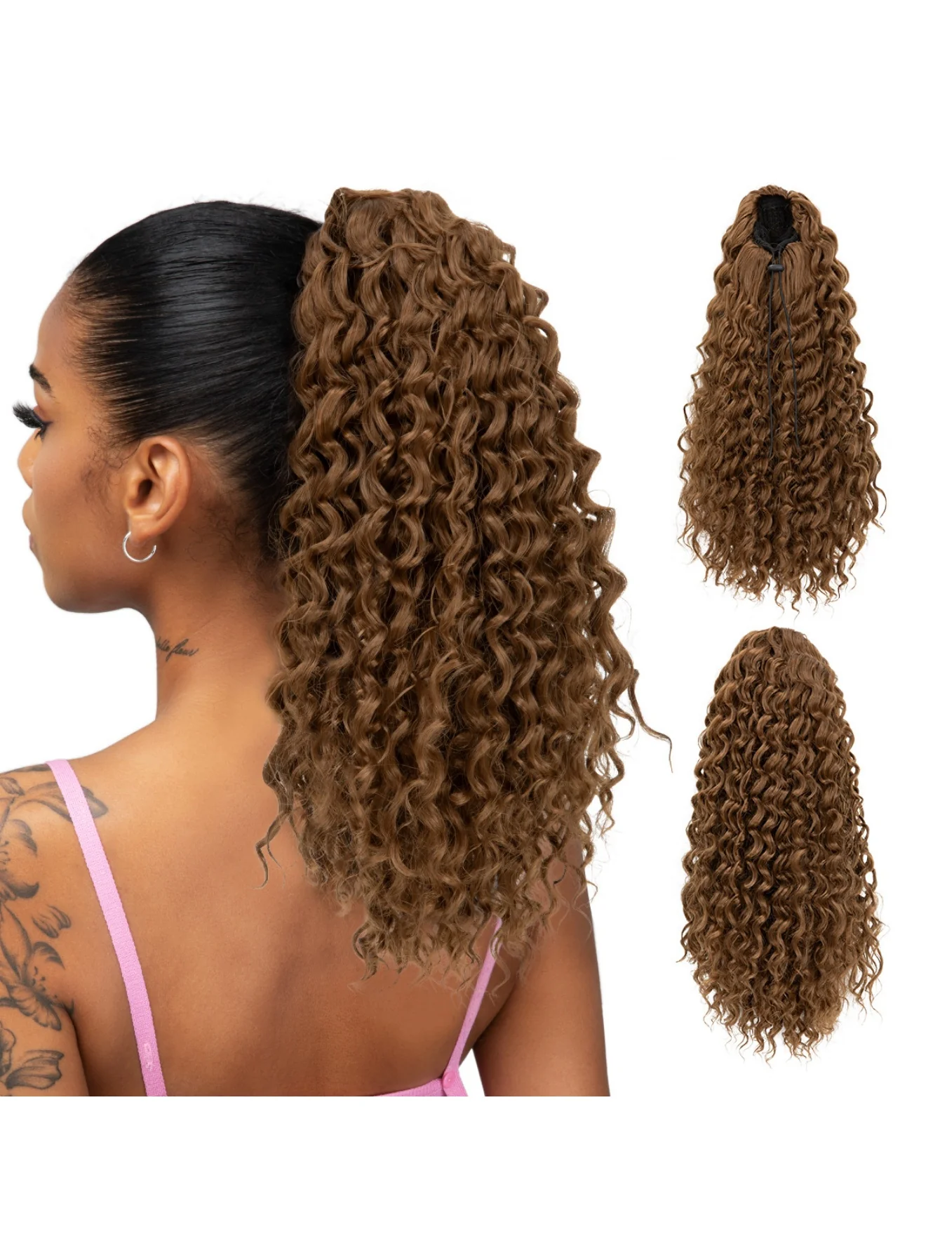 Small Curly Ponytail Synthetic Fiber Drawstring Braid High-temperature Silk Wig - Image 8
