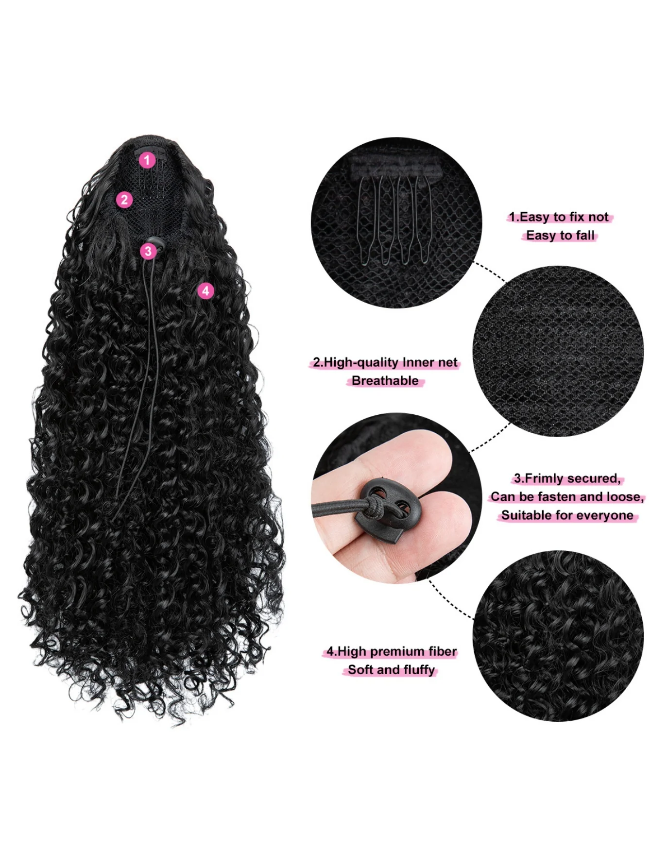Small Curly Ponytail Synthetic Fiber Drawstring Braid High-temperature Silk Wig - Image 9