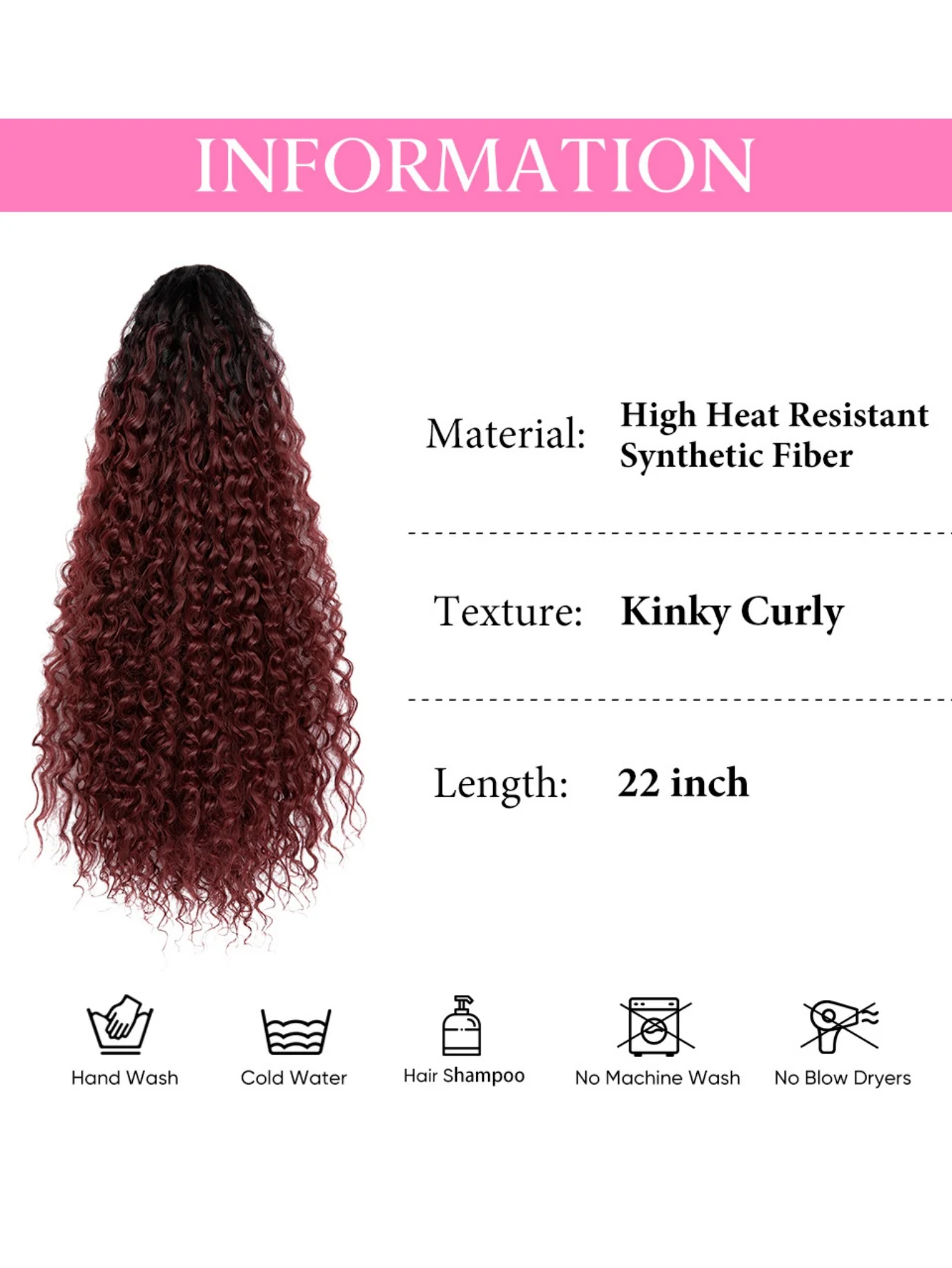 Drawstring Adjustable Synthetic Fiber Ponytail Wavy Curl Wig - Image 9