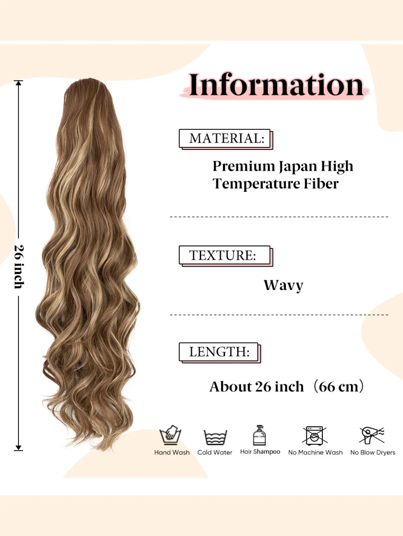 Water Ripple Drawstring Style High-temperature Synthetic Fiber Long Curly Hair - Image 3
