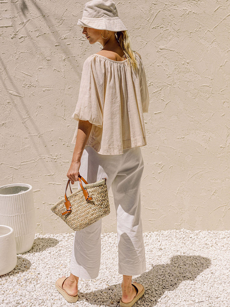 Basic Cotton Short-sleeved Sheer Chiffon Casual Top - Image 2