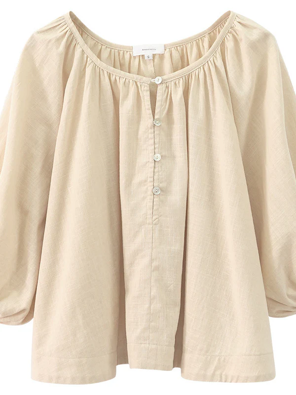 Basic Cotton Short-sleeved Sheer Chiffon Casual Top - Image 8