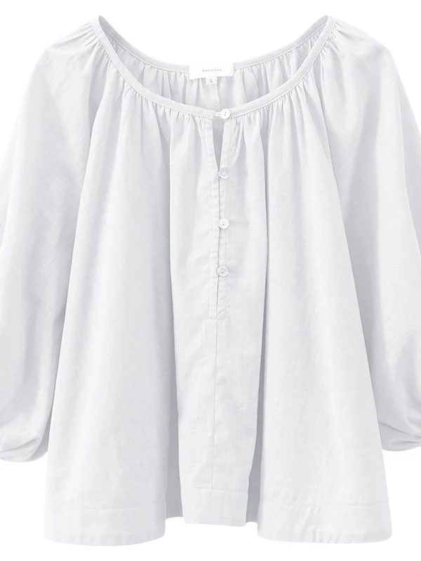 Basic Cotton Short-sleeved Sheer Chiffon Casual Top - Image 9