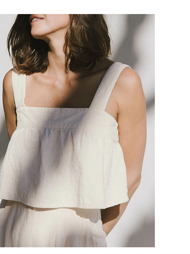 Plain Cotton And Linen Backless Tank Top - Image 6