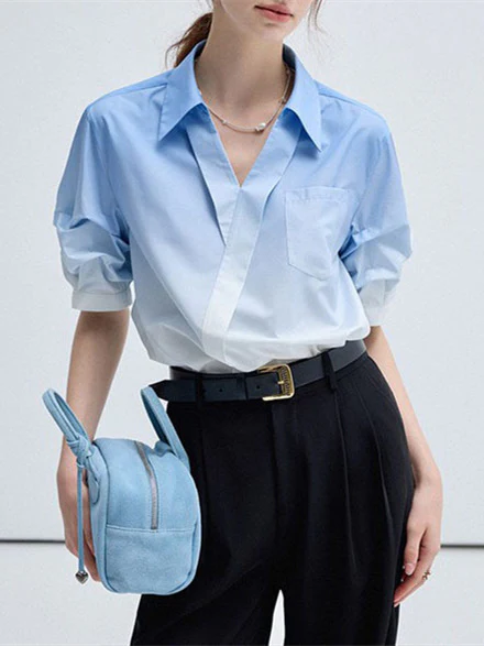 Loose-fitting, Versatile Blended Chiffon Short-sleeved Top - Image 8