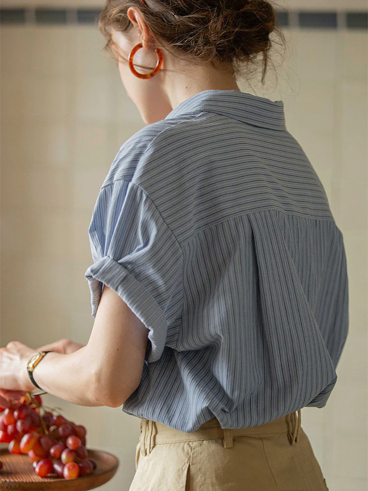 Designer Off-shoulder Striped Soft Satin Chiffon Top - Image 5