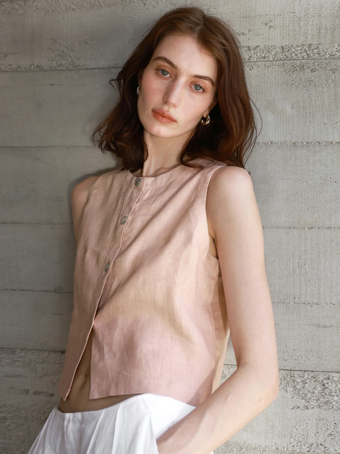 Breathable Linen Layered Button Vest - Image 5