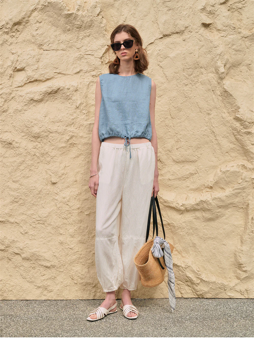 Short Linen Cropped Tank Top - Image 8