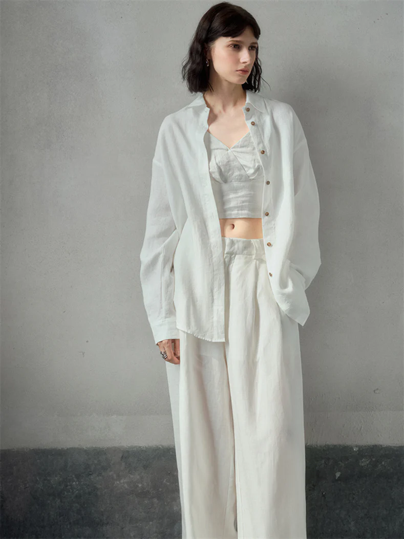Solid Color Linen Off-shoulder Vacation Style Vest - Image 11