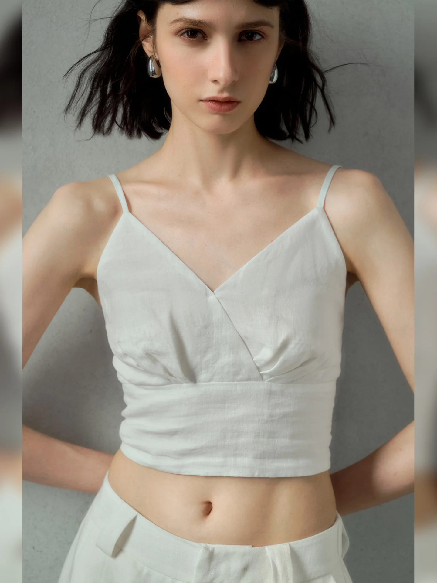 Solid Color Linen Off-shoulder Vacation Style Vest - Image 13