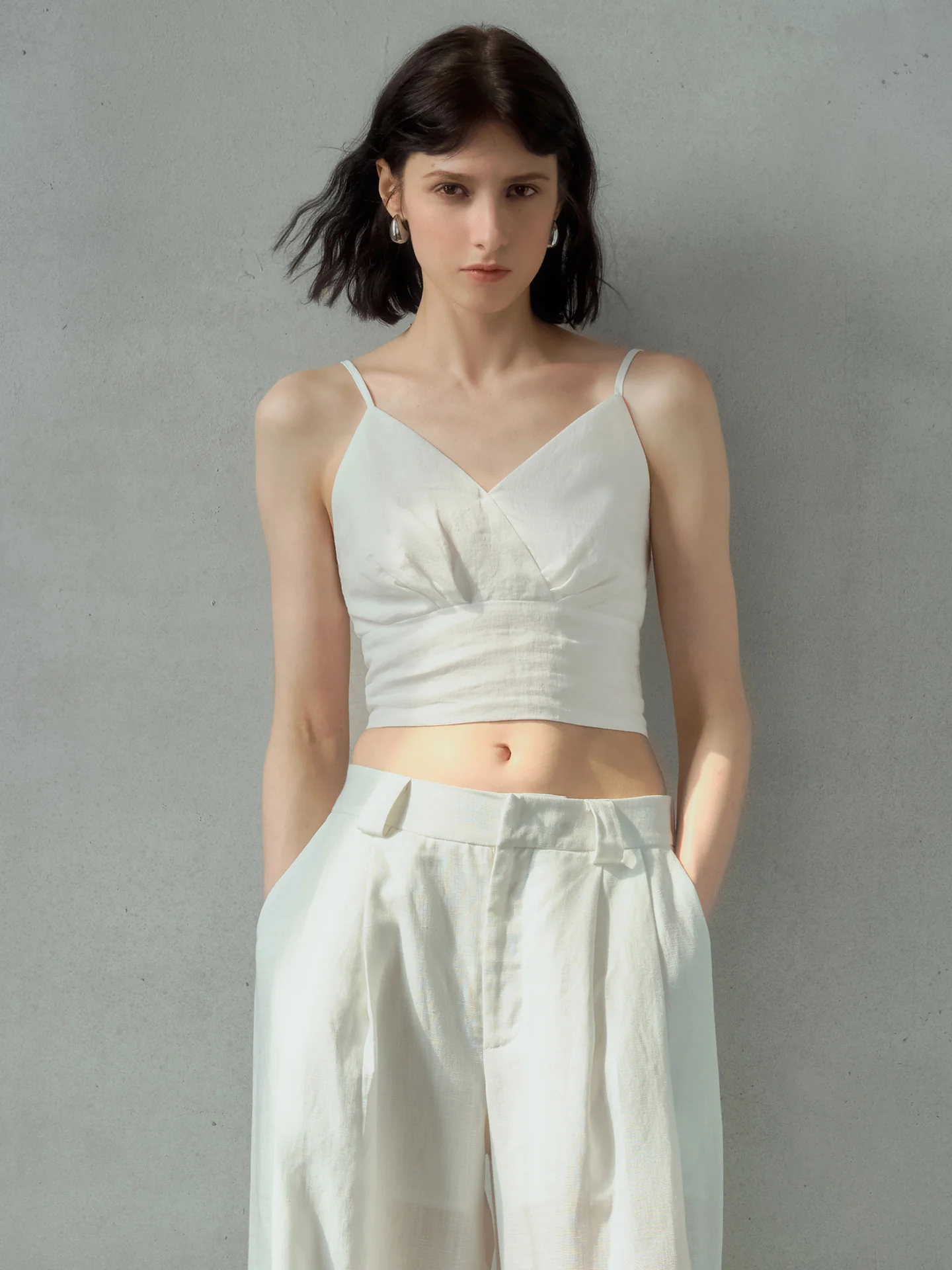 Solid Color Linen Off-shoulder Vacation Style Vest - Image 14
