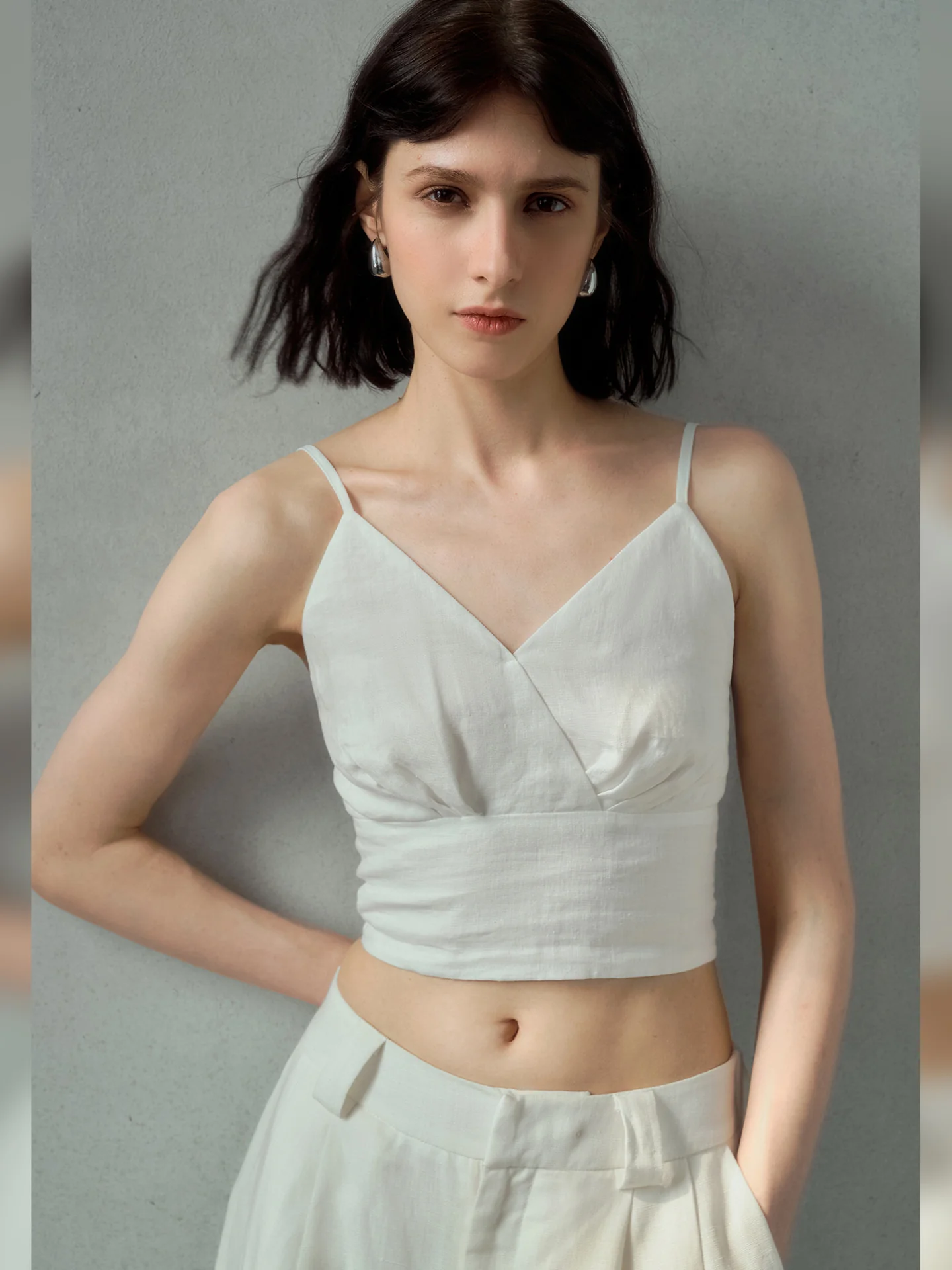 Solid Color Linen Off-shoulder Vacation Style Vest - Image 18