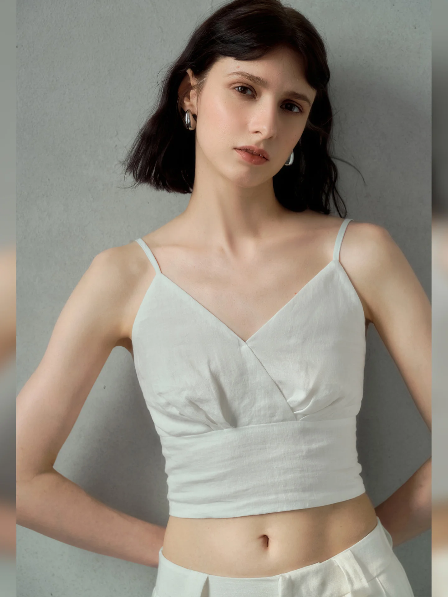 Solid Color Linen Off-shoulder Vacation Style Vest - Image 19