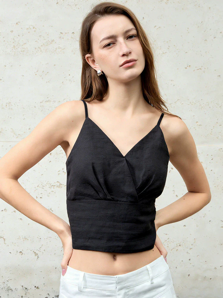 Solid Color Linen Off-shoulder Vacation Style Vest - Image 21