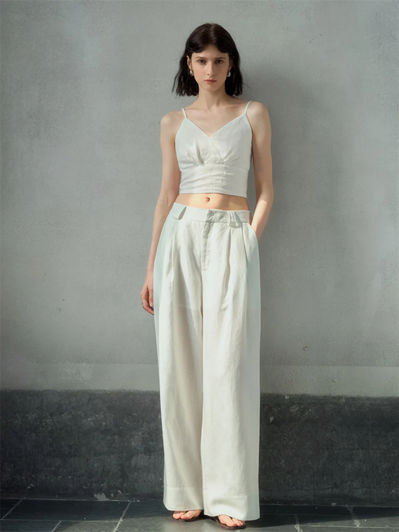 Solid Color Linen Off-shoulder Vacation Style Vest - Image 7