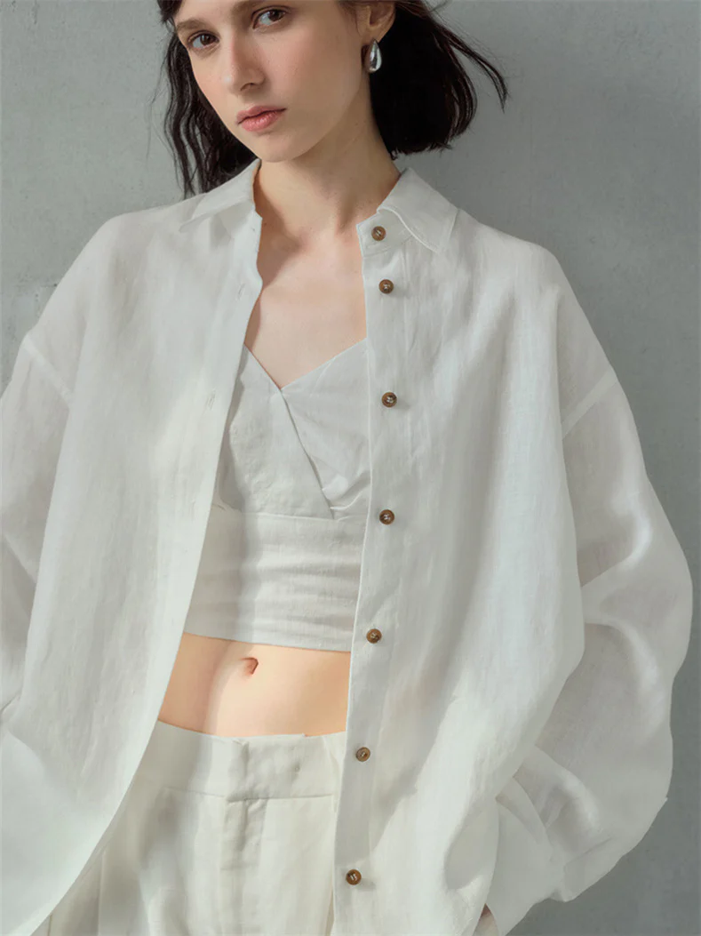 Solid Color Linen Off-shoulder Vacation Style Vest - Image 9