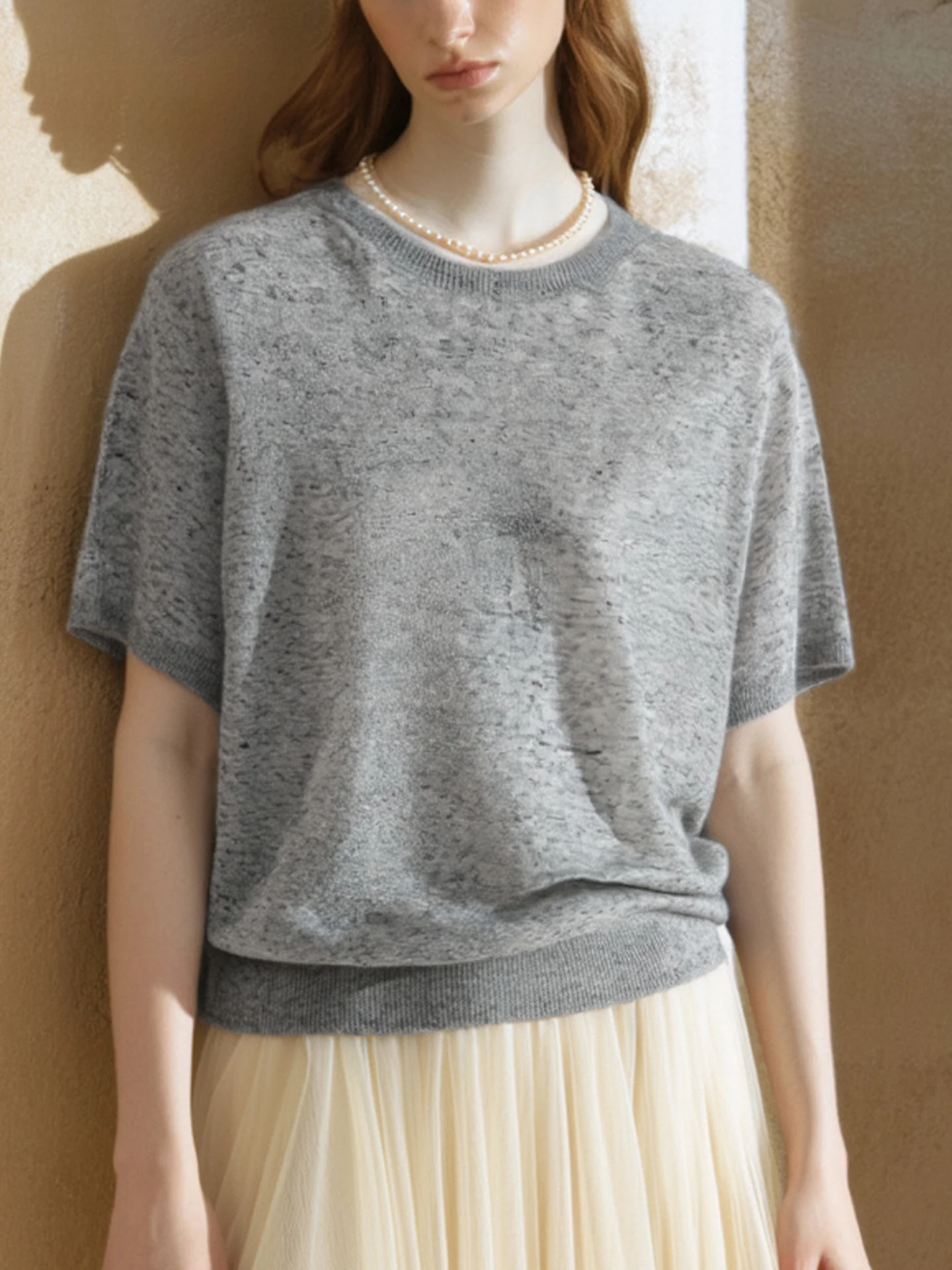 Simple Solid Color Three-quarter Sleeve Loose Blend Fabric T T-shirt - Image 15