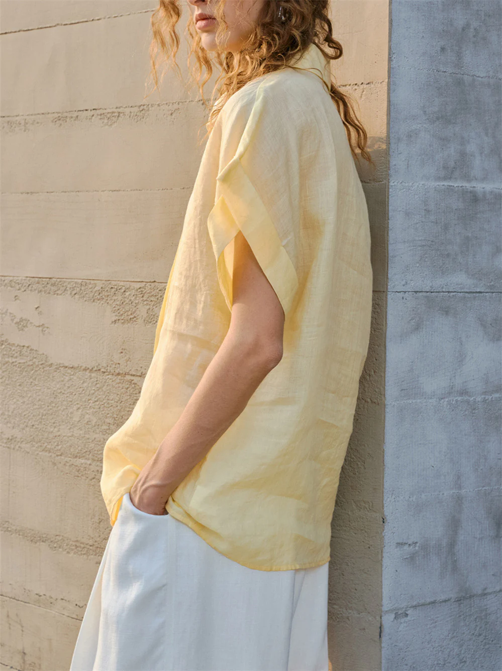Breathable Ramie Basic Solid Color Short-sleeved Shirt - Image 12