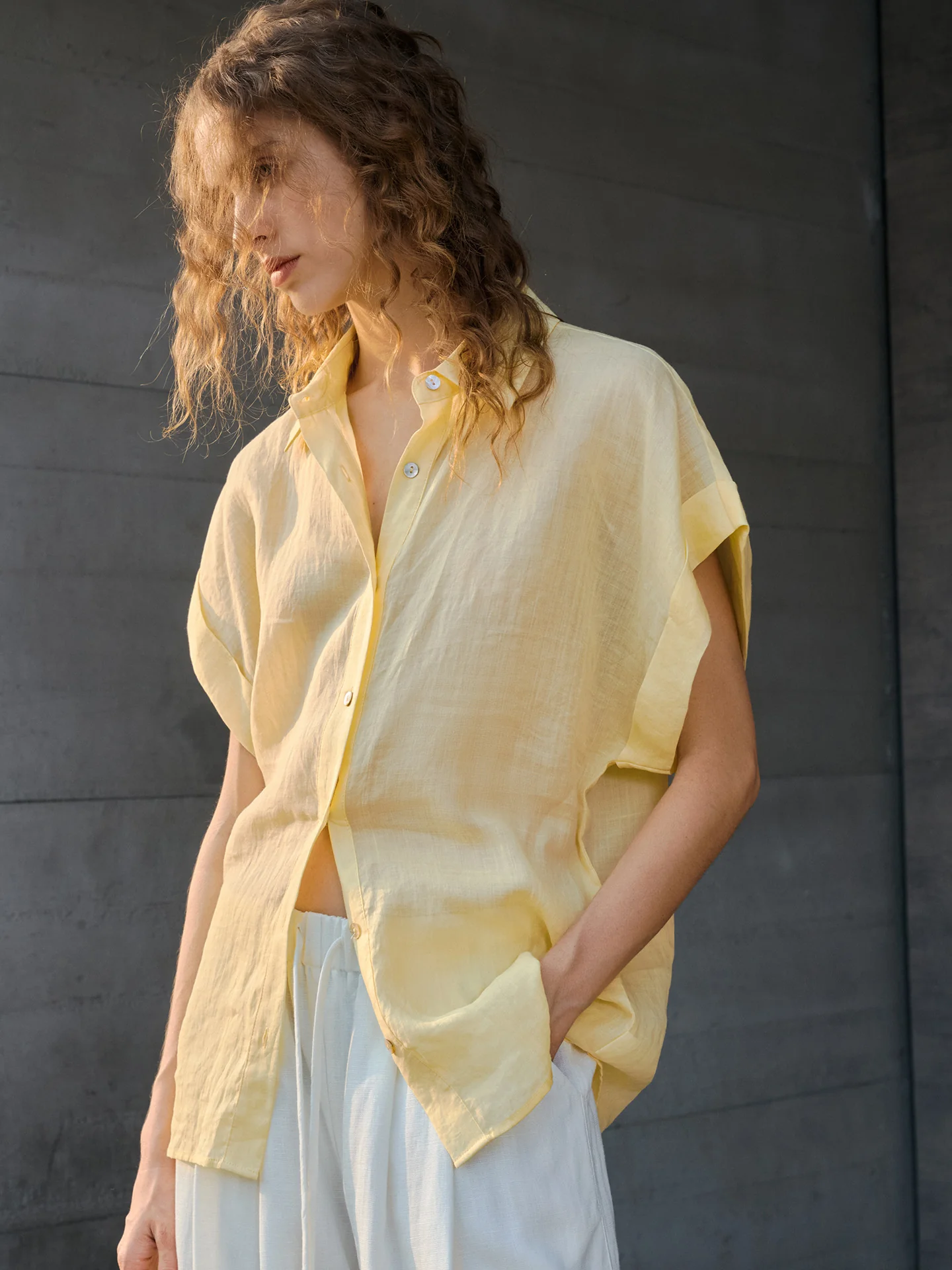 Breathable Ramie Basic Solid Color Short-sleeved Shirt - Image 18