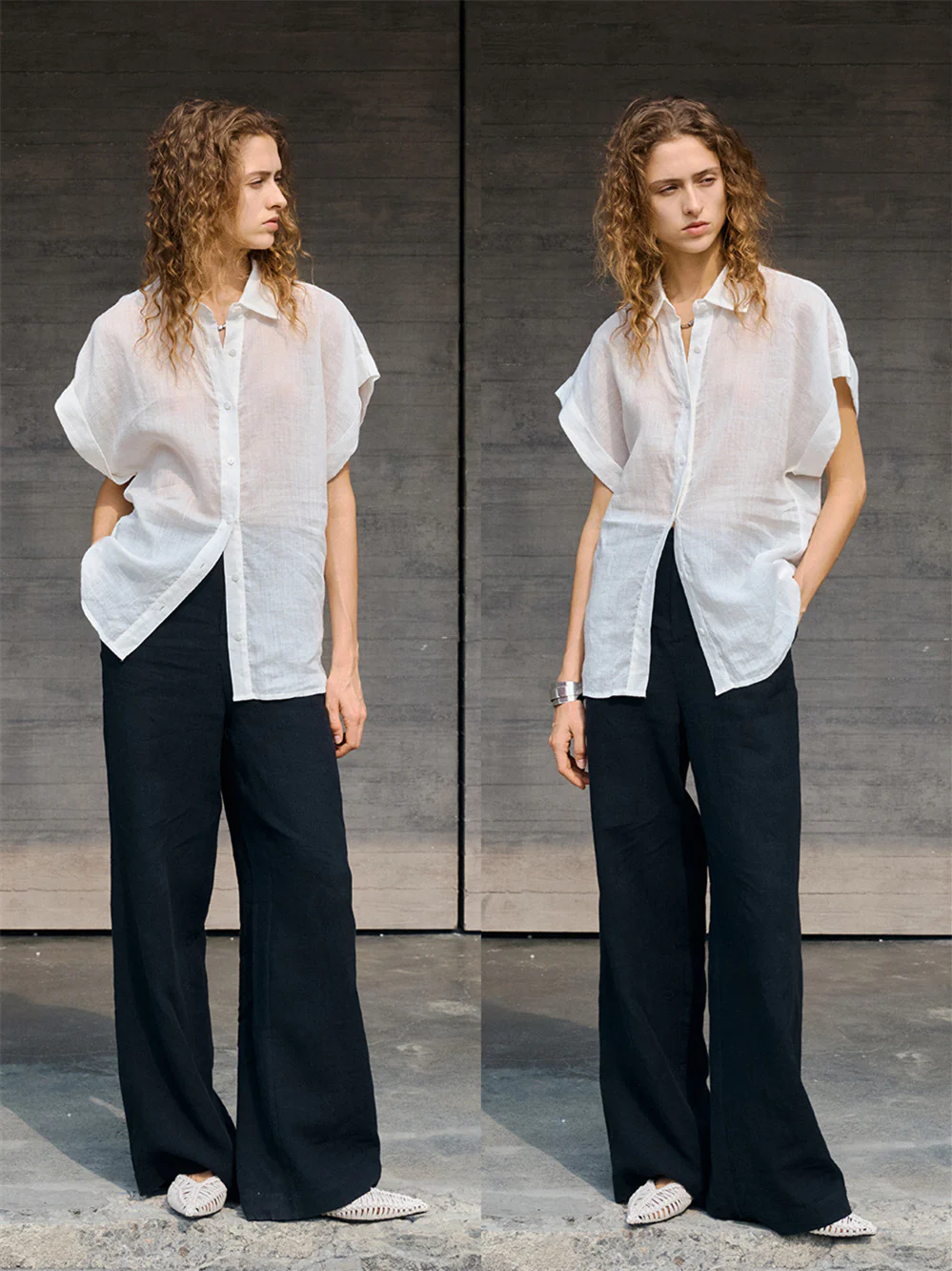 Breathable Ramie Basic Solid Color Short-sleeved Shirt - Image 5
