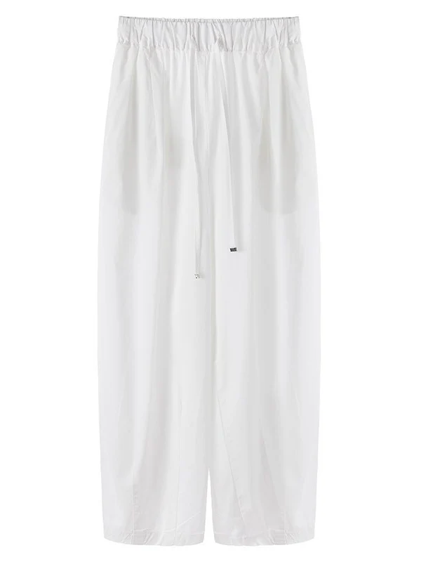 100% Cotton Wide-leg Cropped Trousers With Pockets And No Stretch - Image 19