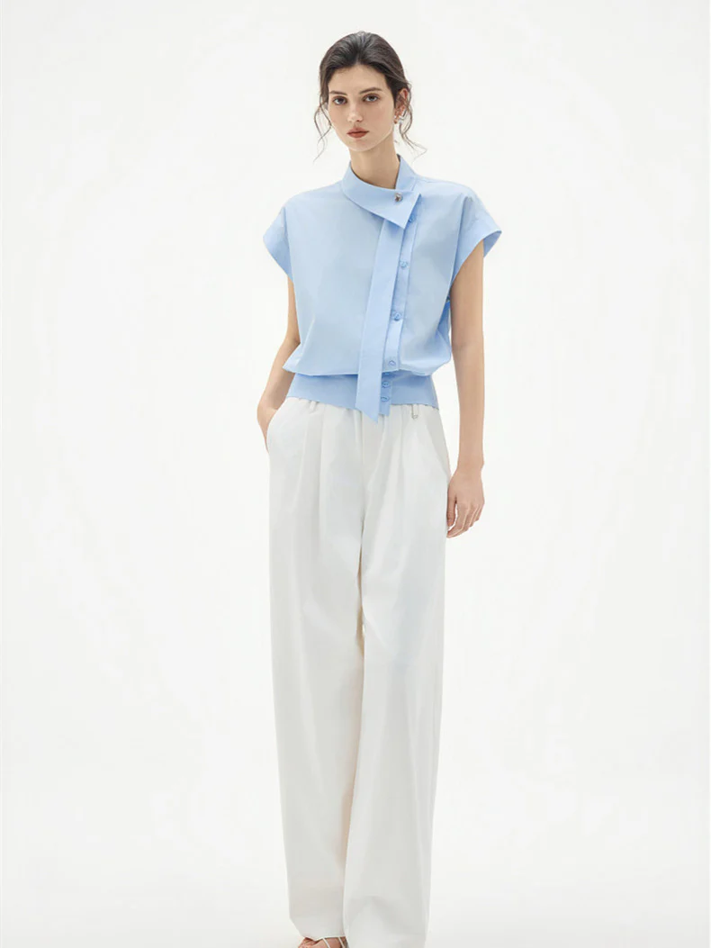 Flowing Soft Satin Off-shoulder Sleeveless Chiffon Top - Image 3