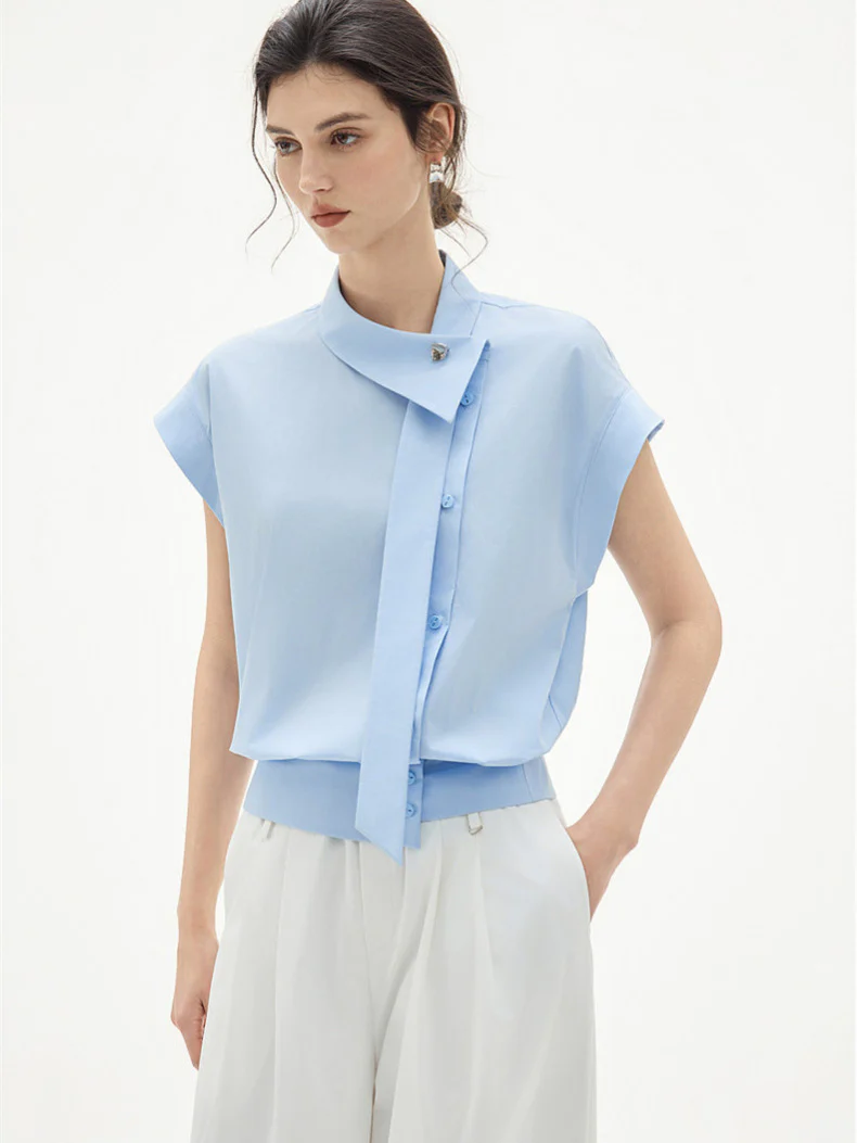 Flowing Soft Satin Off-shoulder Sleeveless Chiffon Top - Image 5