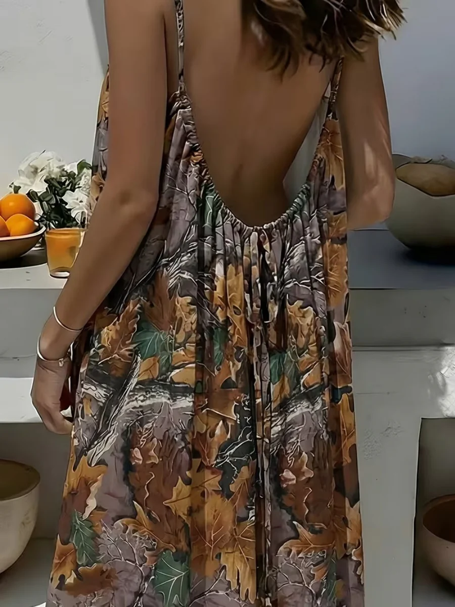 Vacation Halter-neck Backless Loose Long Dress - Image 11