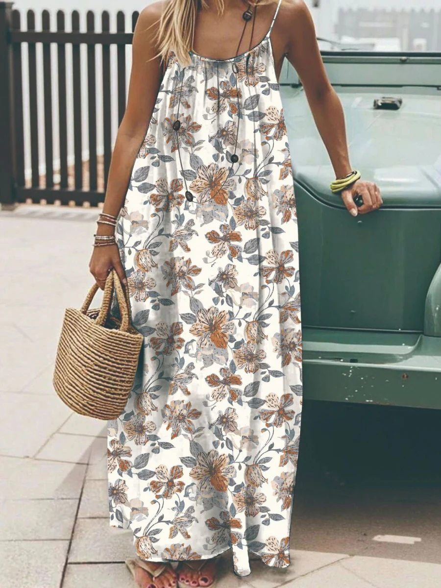 Vacation Halter-neck Backless Loose Long Dress - Image 13