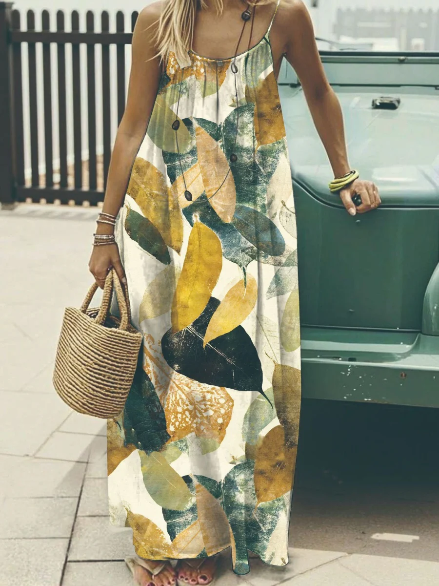 Vacation Halter-neck Backless Loose Long Dress - Image 15