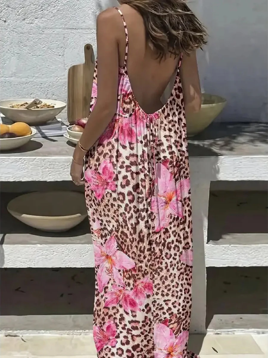 Vacation Halter-neck Backless Loose Long Dress - Image 2