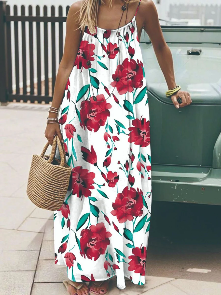 Vacation Halter-neck Backless Loose Long Dress - Image 8