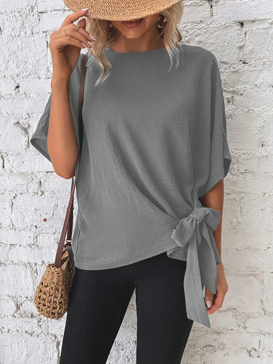 Batwing Sleeve Loose Casual Short-sleeved T-shirt - Image 10