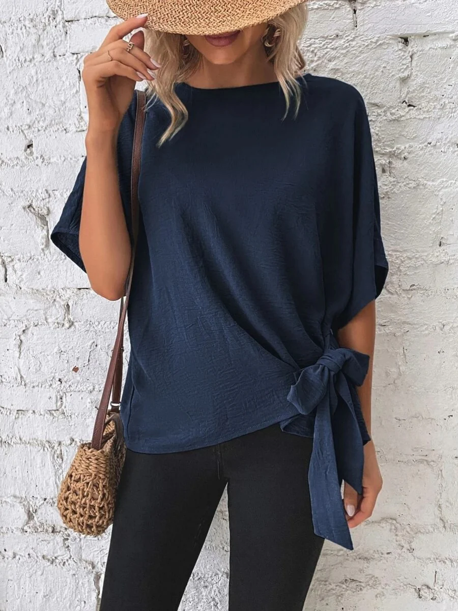 Batwing Sleeve Loose Casual Short-sleeved T-shirt - Image 13