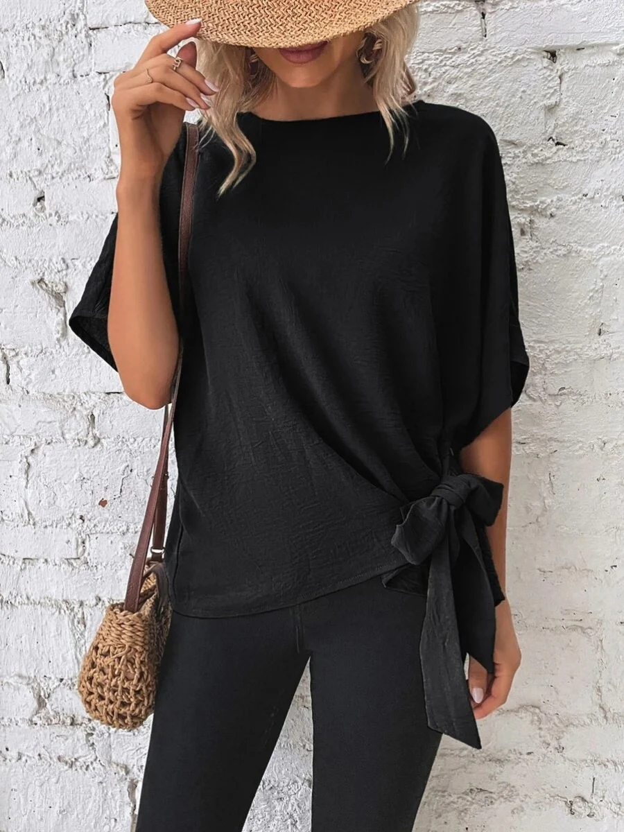 Batwing Sleeve Loose Casual Short-sleeved T-shirt - Image 14