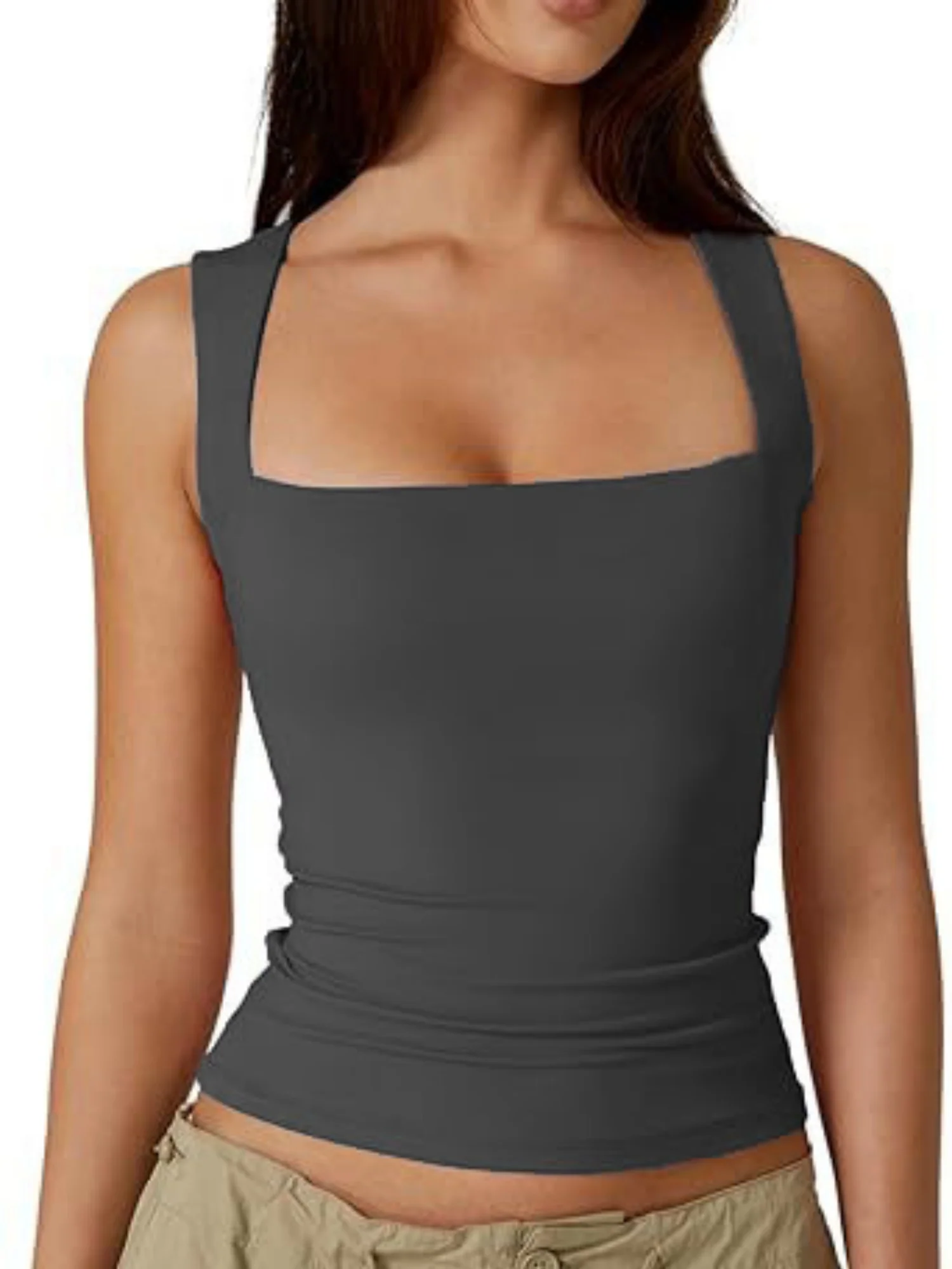 Square Collar Slim-fit Tank Top - Image 10
