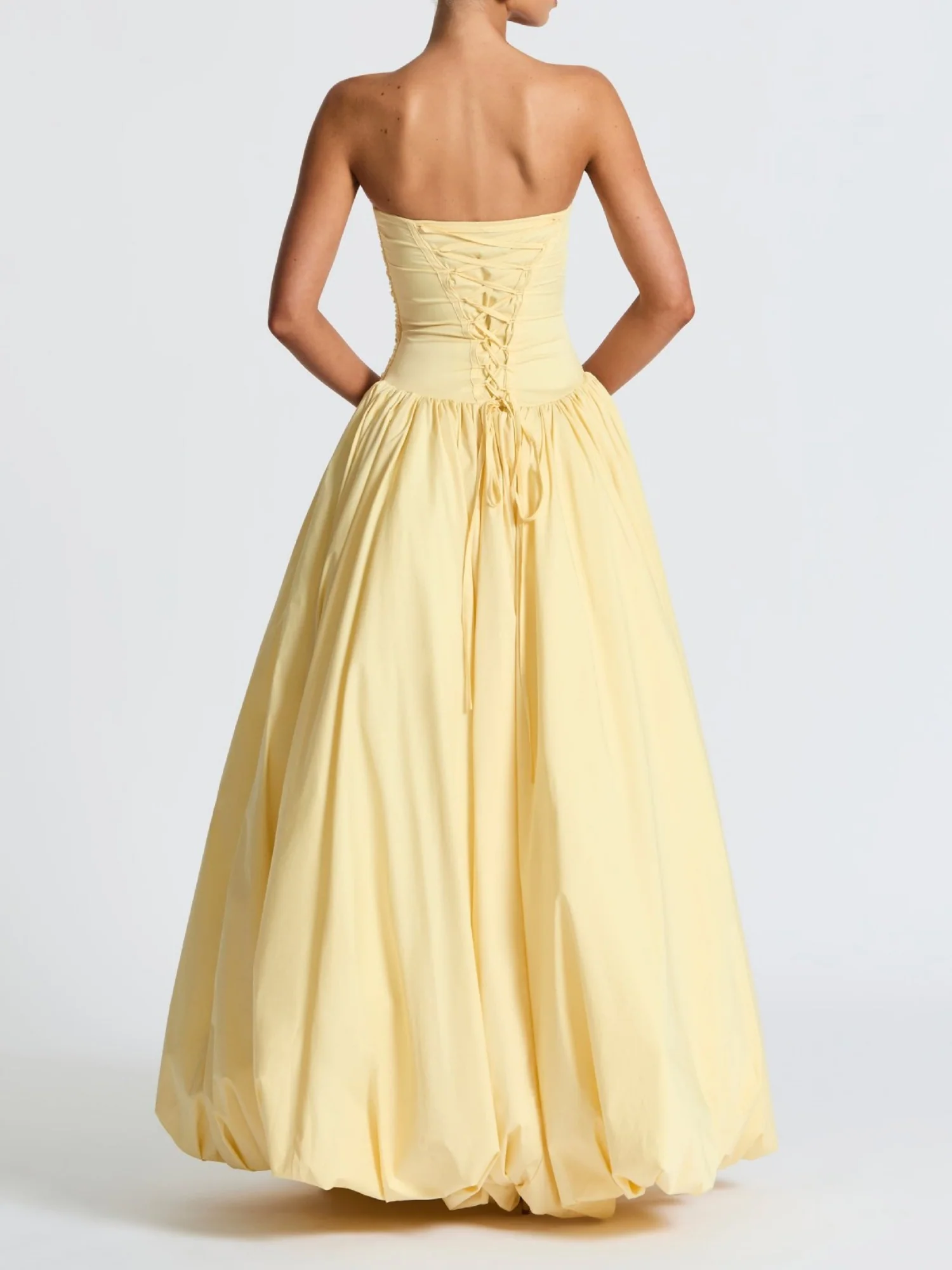 Pleated Slit Strapless Straps Maxi Dresses - Image 2