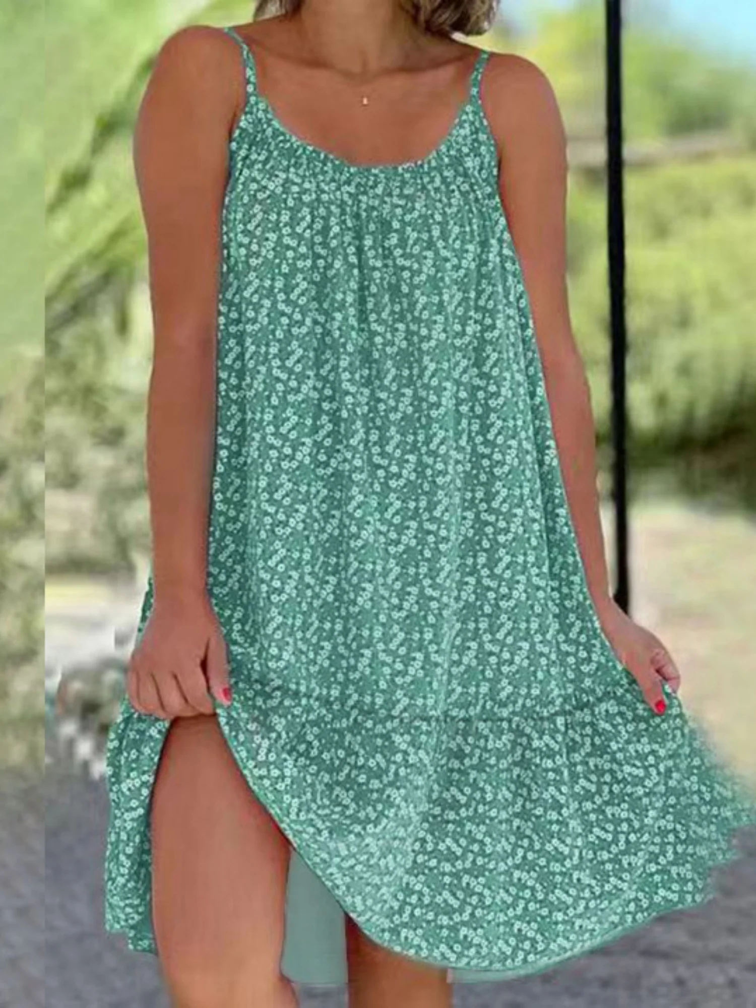 Floral Print Large Skirt Camisoles Mini&Short Dresses - Image 10