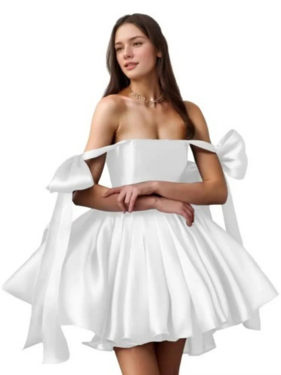 Strapless Satin Evening Dress - Image 4