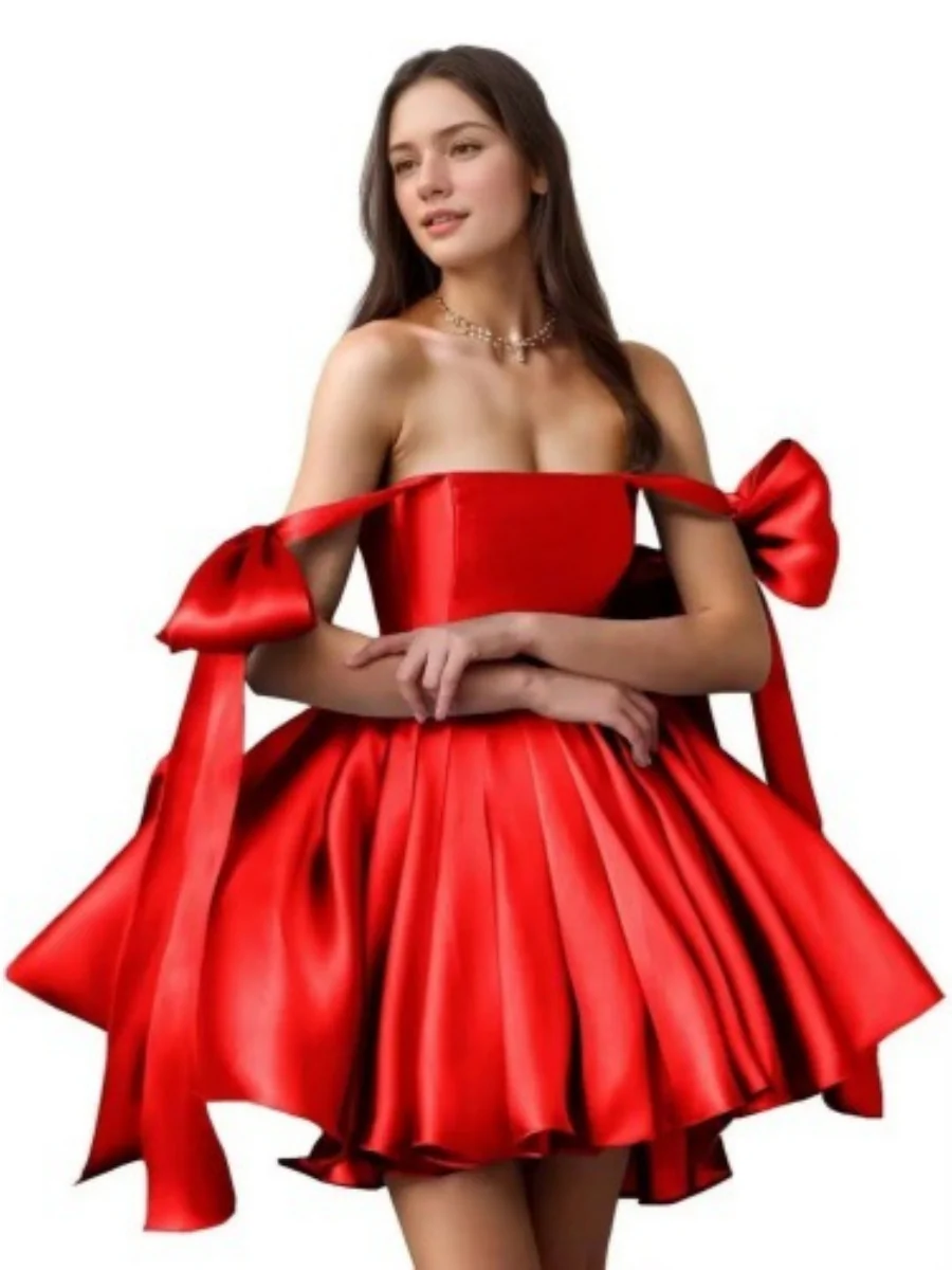 Strapless Satin Evening Dress - Image 5