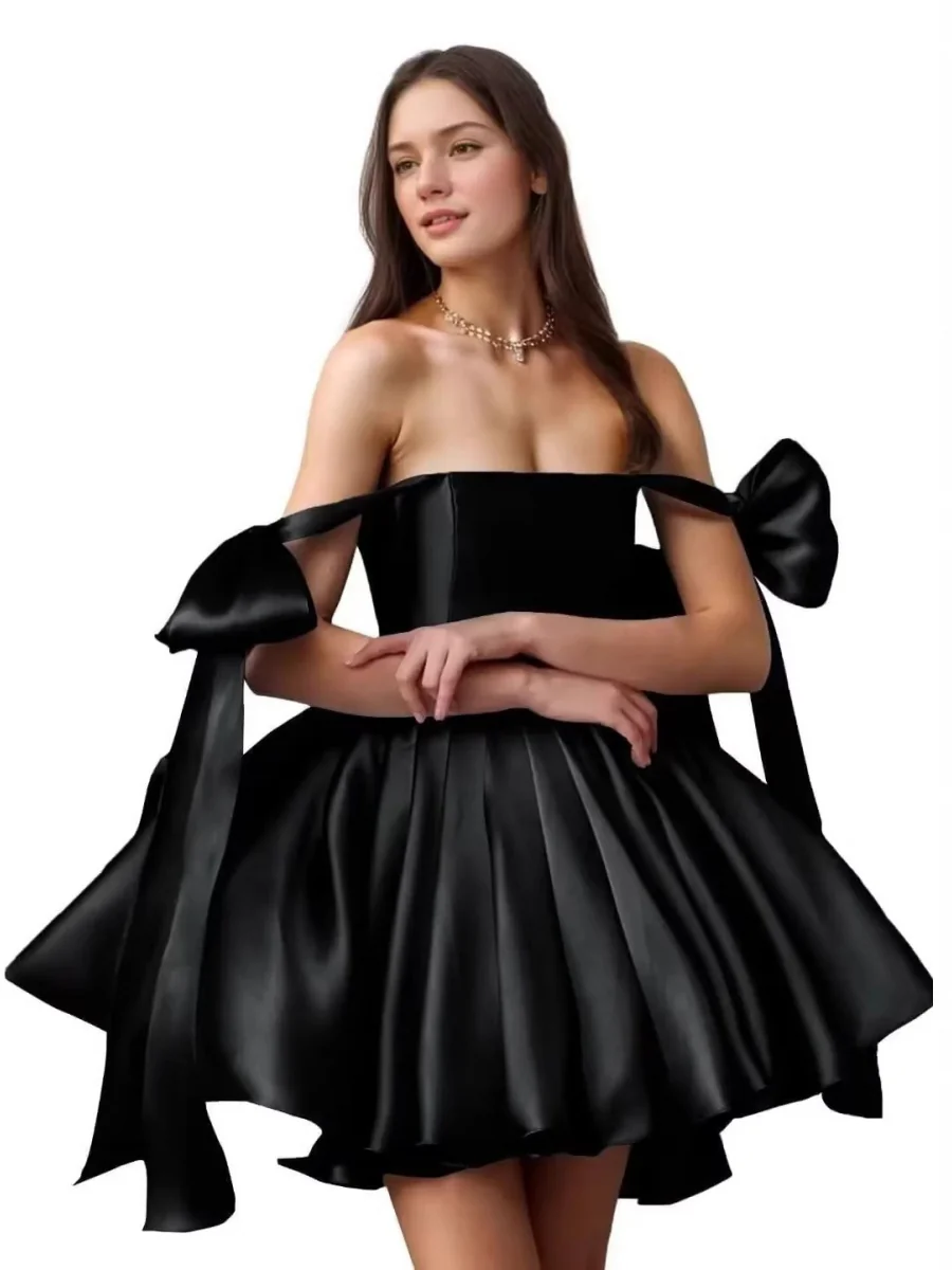 Strapless Satin Evening Dress - Image 7