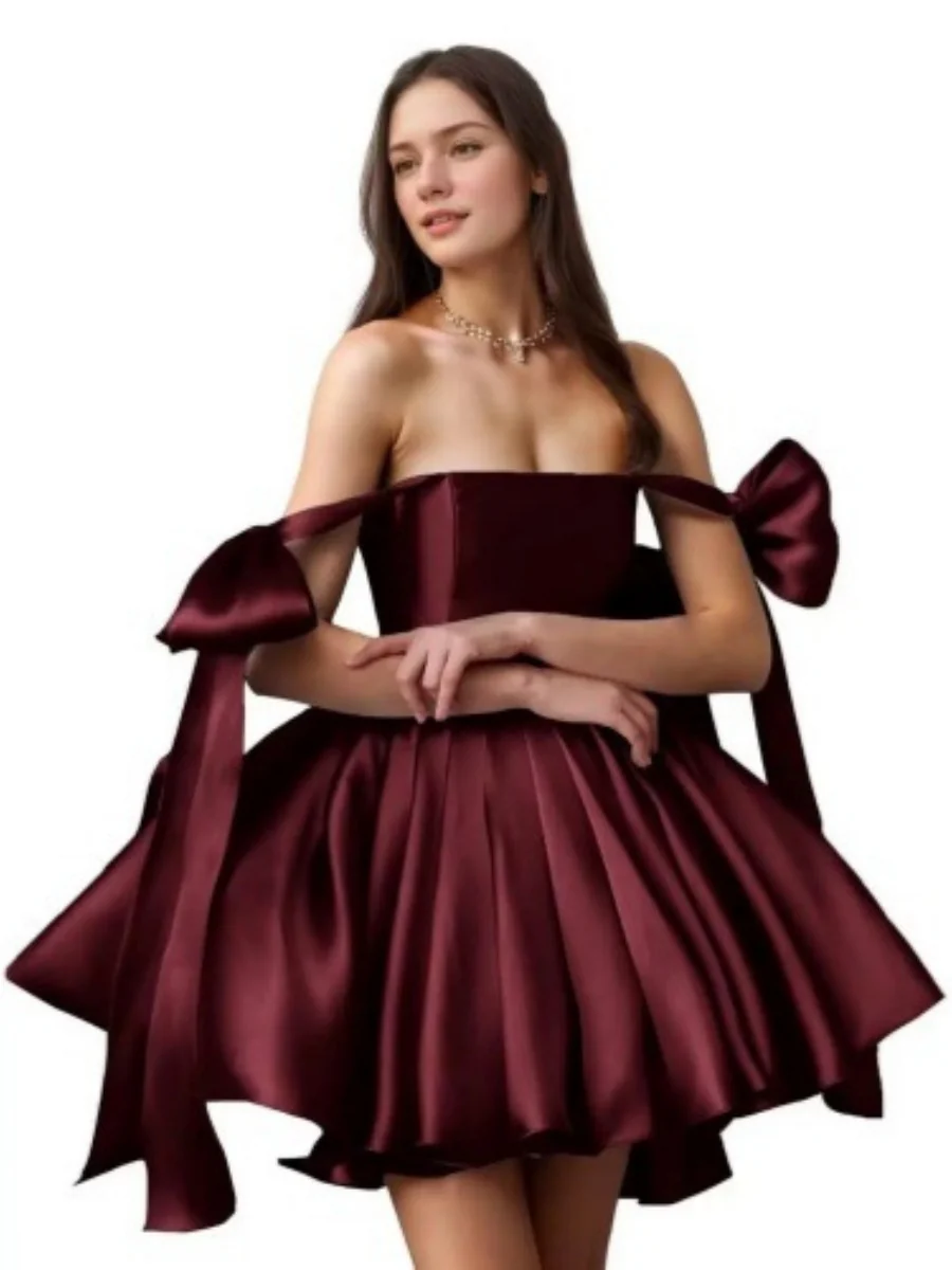 Strapless Satin Evening Dress - Image 8