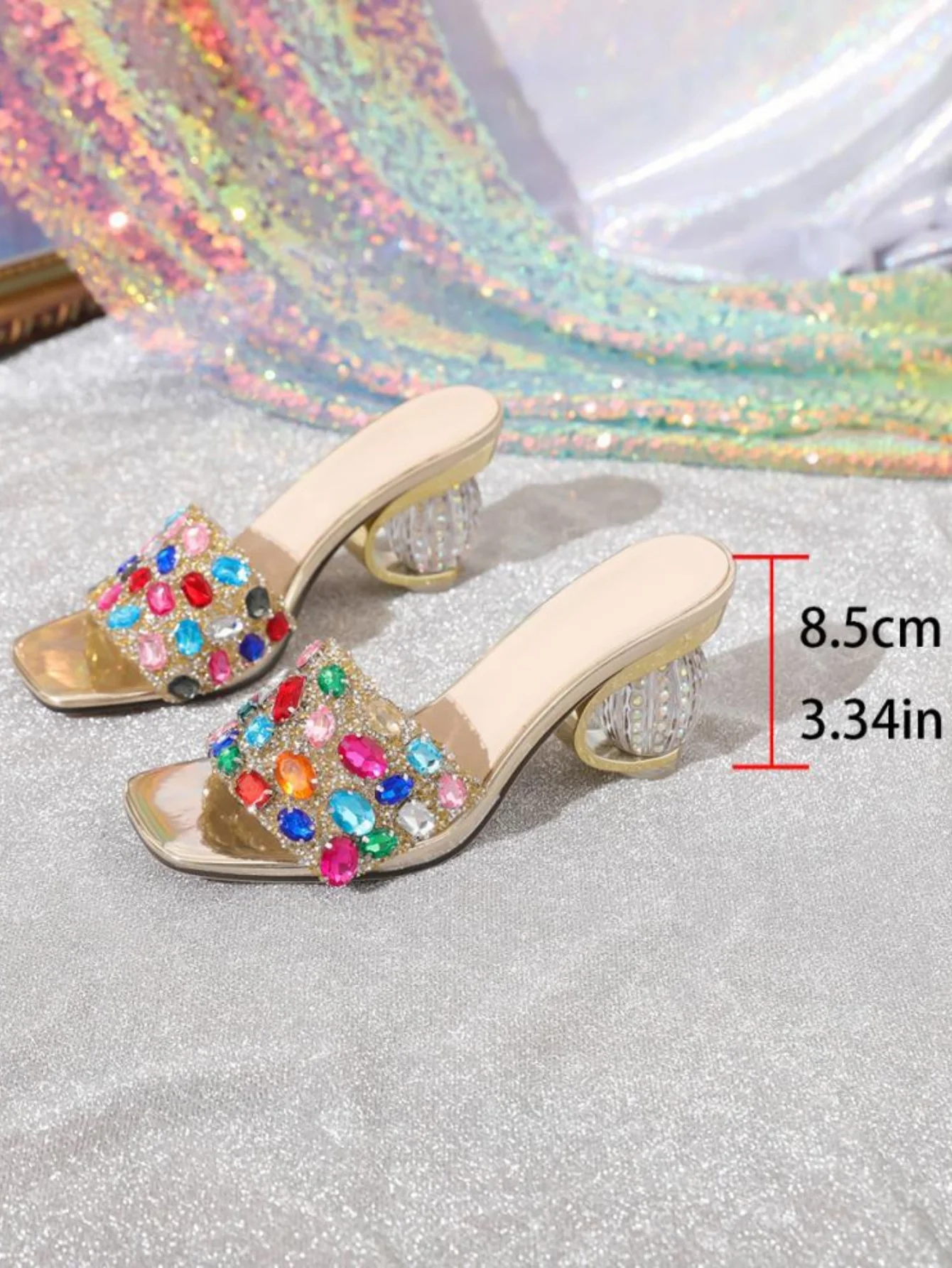 Transparent High-heeled Sandals With Colorful Rhinestone Embellishments - Image 5