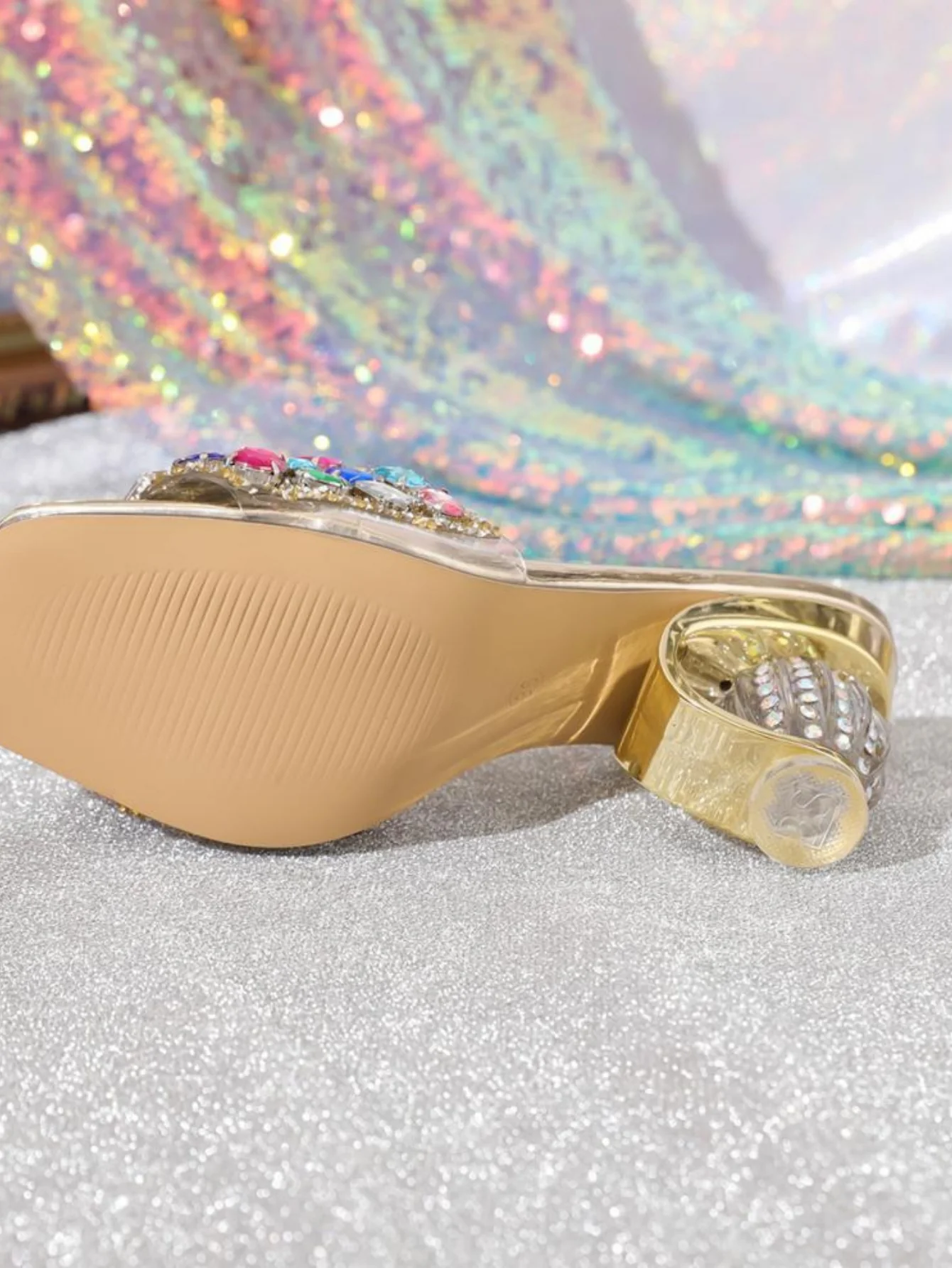 Transparent High-heeled Sandals With Colorful Rhinestone Embellishments - Image 7